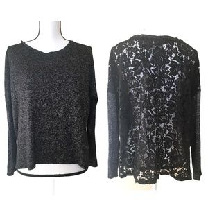 NY&C Soho Jeans Womens Black/Gray Lace Top, Size L